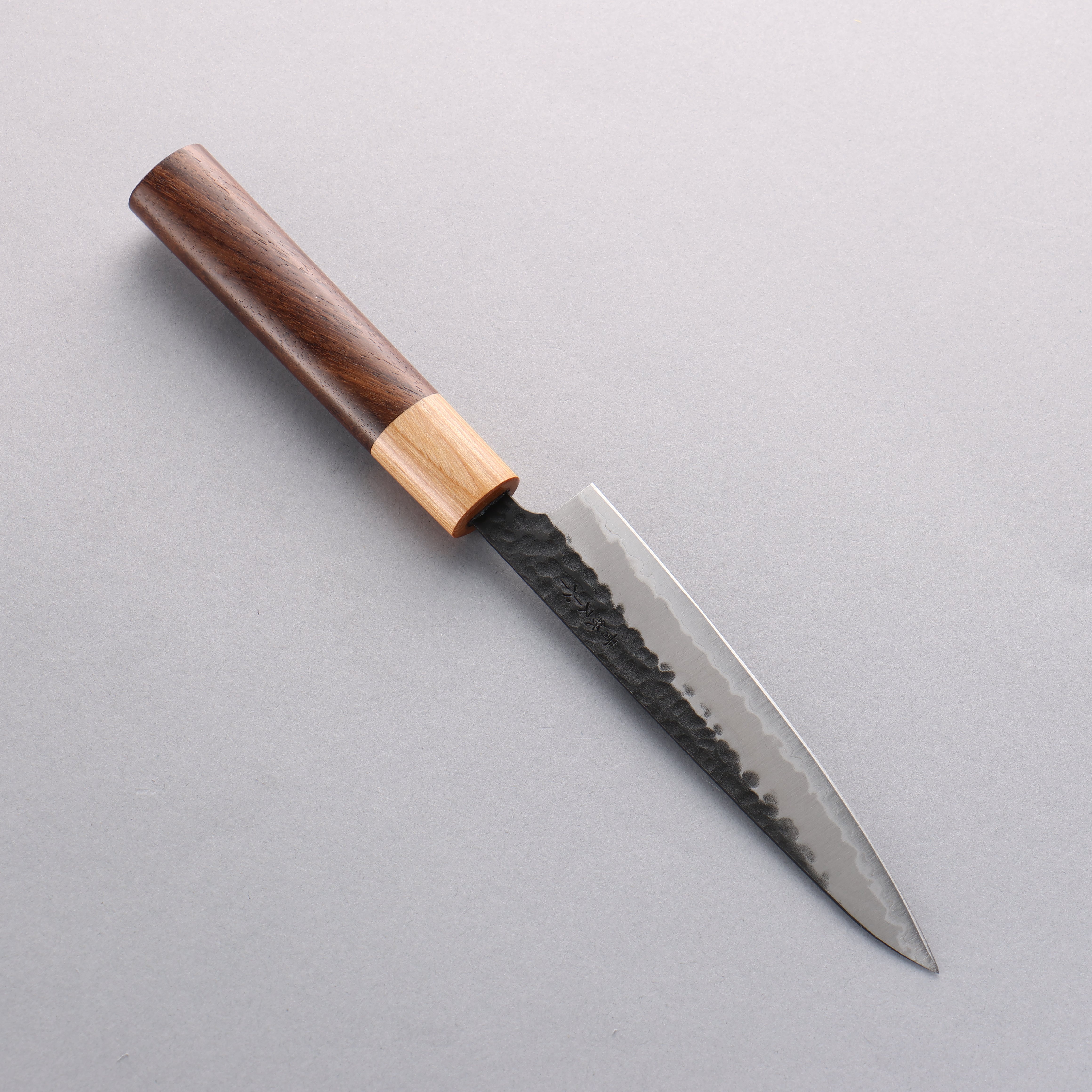 Premium Seisuke Shitan Blue Super Hammered Kurouchi Petty Utility Knife 135mm - Japanese Kitchen Knife with Ergonomic Shitan Handle for Slicing, Peeling & Precision Cutting - Perfect for Chefs & Home Cooks