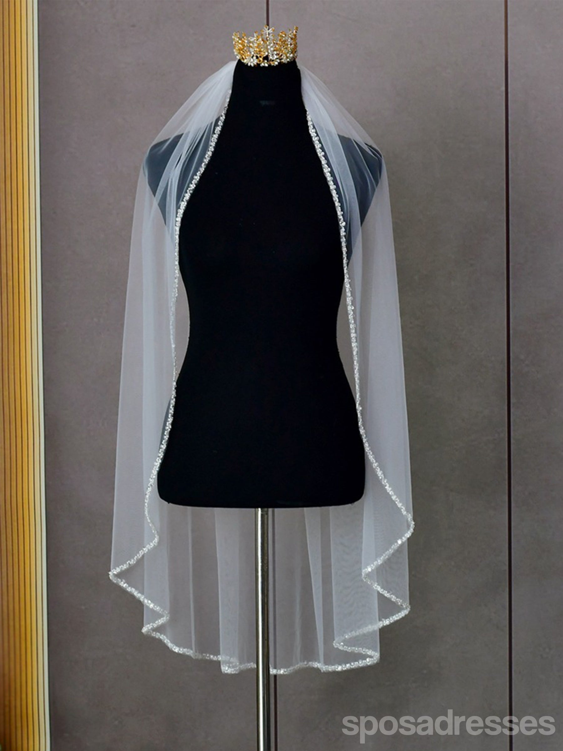 Elegant Minimalist Hand Sewn Pearl Edging Bridal Veil - V134 | Perfect for Weddings, Bridal Showers & Formal Events