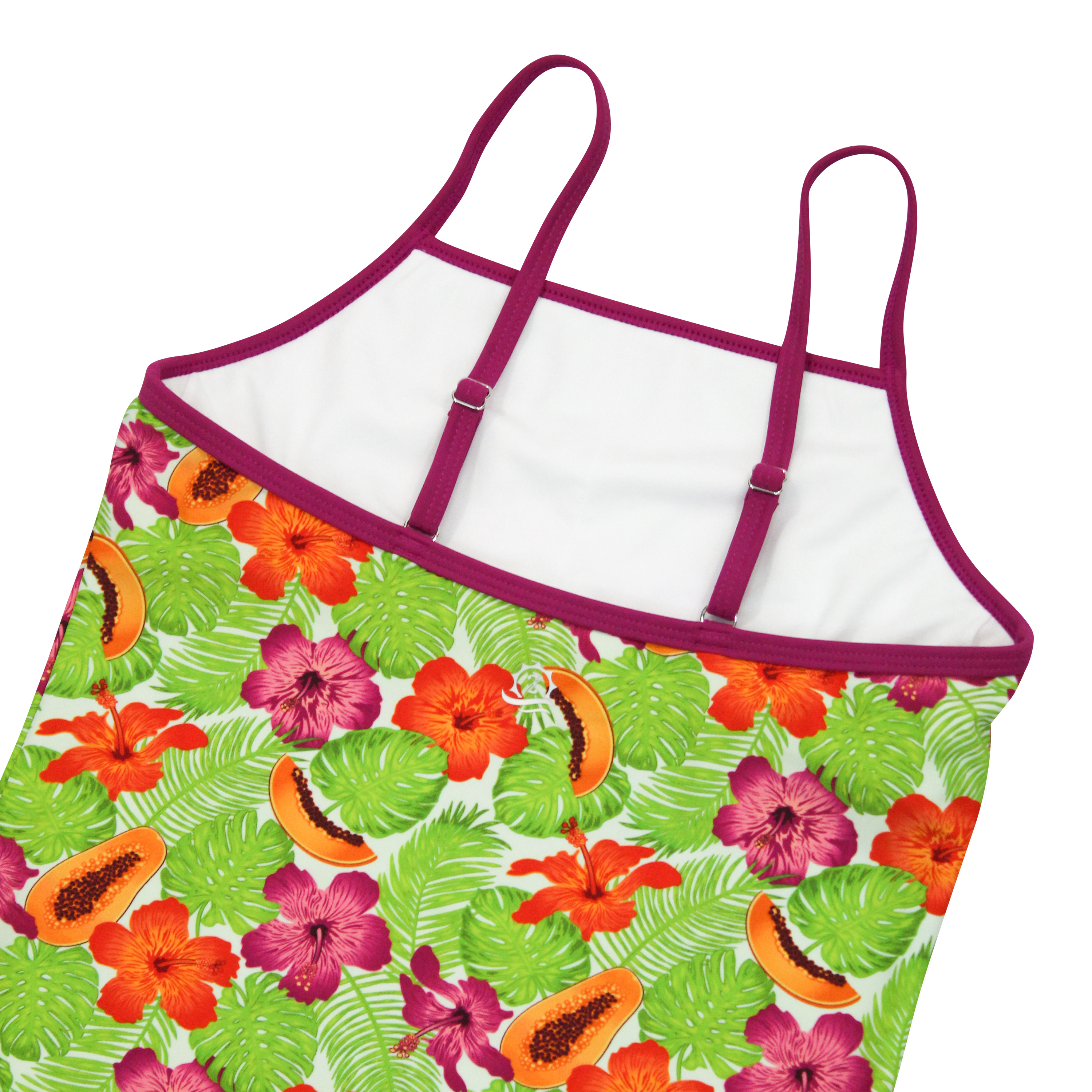 Girls' Short Sleeve Rash Guard & Tankini Bikini Set (3-Piece) | Hibiscus Print Swimwear | UV Protection for Beach, Pool & Water Sports