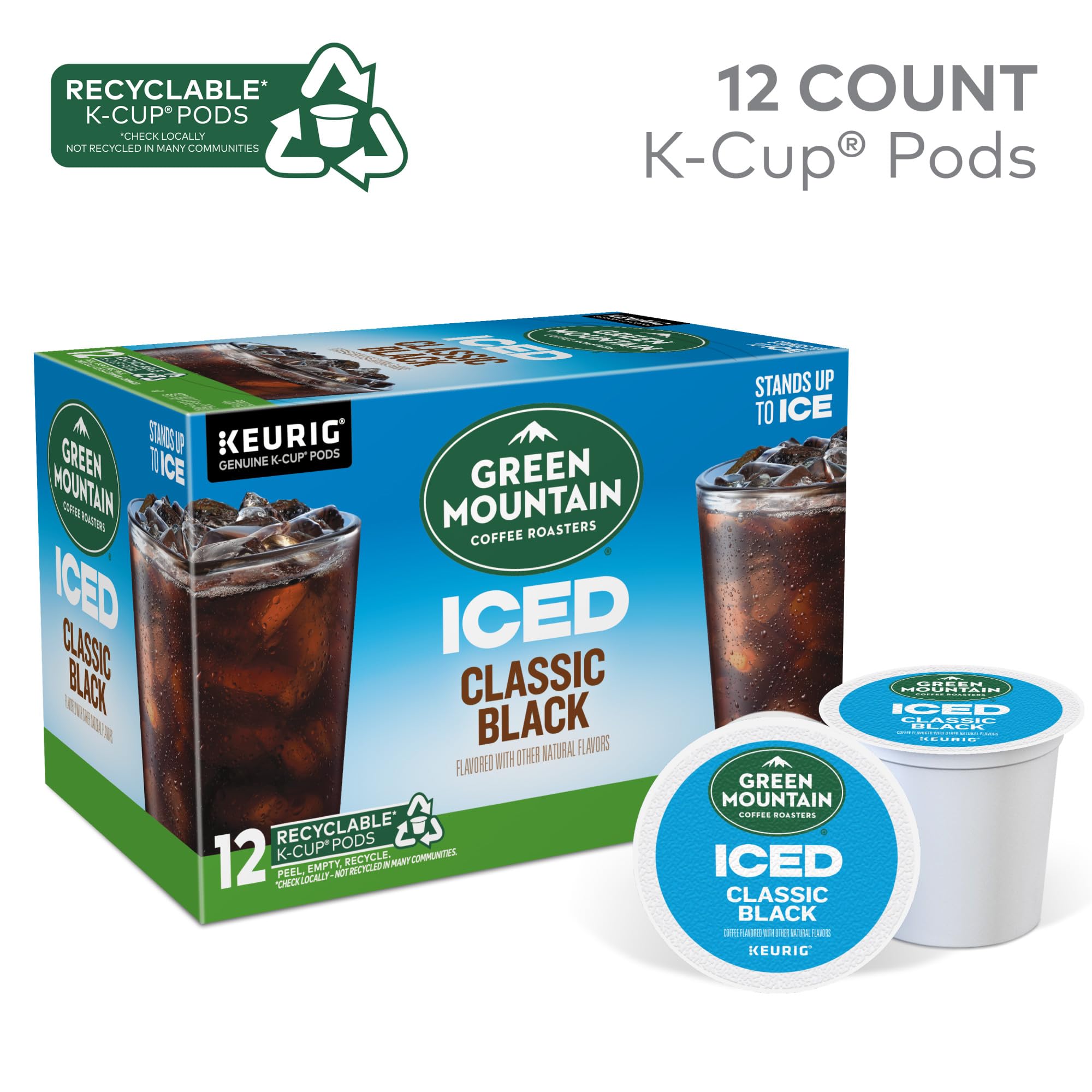 Green Mountain Coffee Roasters ICED Classic Black K-Cup Pods - Medium Roast Iced Coffee for Keurig Brewers (72 Count) | Perfect for Summer Refreshment, Office Break or Iced Coffee Lovers