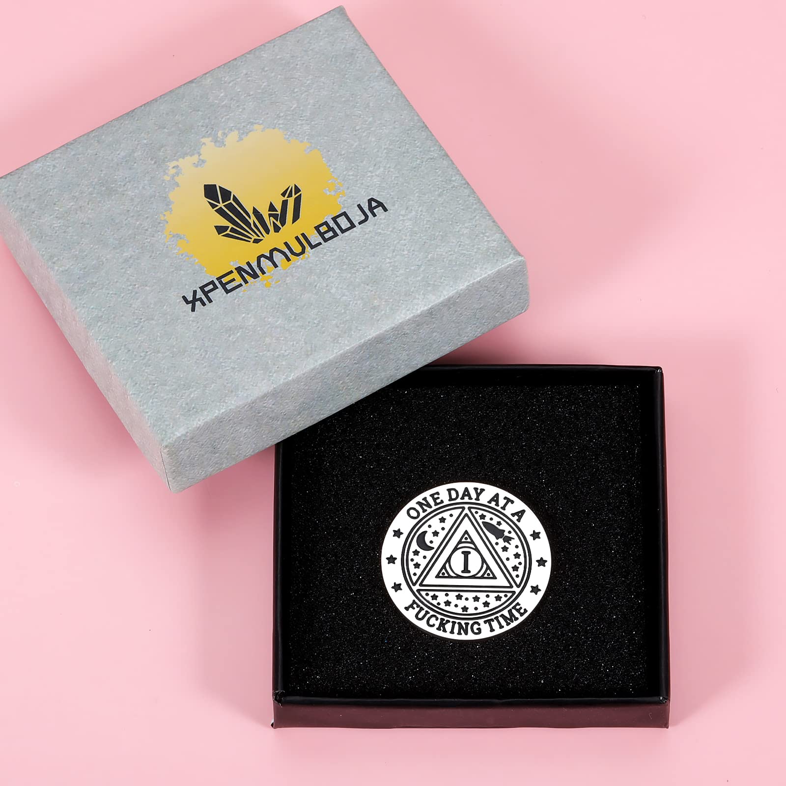 1 Year Sobriety Coin - Motivational AA Token for Men & Women in Recovery | Inspirational 'One Day at a Time' Addiction Recovery Gift | Perfect for Alcoholics, Chemo Patients & Stocking Stuffers | Encouragement Gift for Sober Living & 12-Step Programs