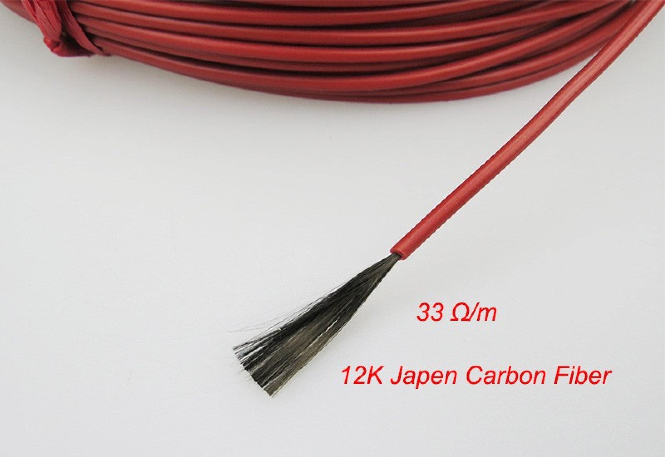 High-Performance 2mm 12K 33Ohm Fluoropolymer Carbon Fiber Heating Cable System - Electric Floor Heating Wire for Home, Office & Underfloor Heating Solutions