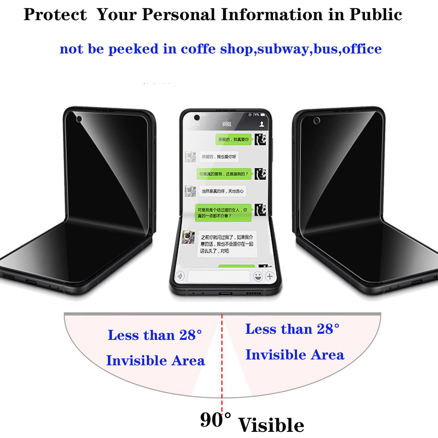 2 Pack Privacy Screen Protector for Samsung Galaxy Z Flip 4 5G (2022) - Anti-Spy Tempered Glass Film, Anti-Scratch & Bubble-Free Installation - Perfect for Office Privacy & Public Use