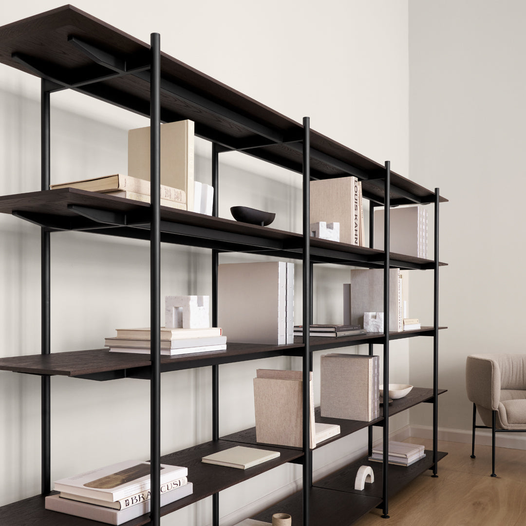 Jonas Wagell Formal Shelving Unit by Wendelbo - Modern Scandinavian Bookcase for Living Room & Office Storage