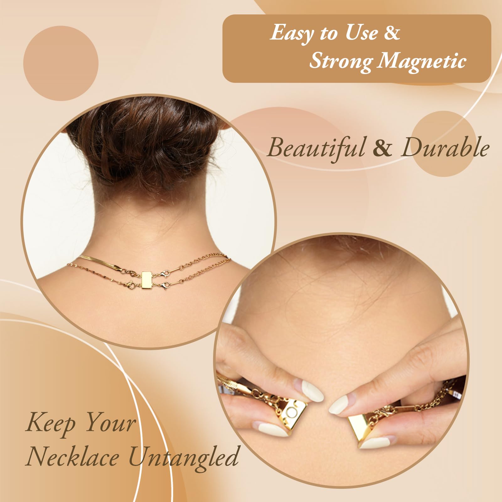 18K Gold Necklace Layering Clasp - Magnetic Multi-Chain Separator & Extender for Women | Perfect for Layering Necklaces, Jewelry Stacking & Everyday Elegance