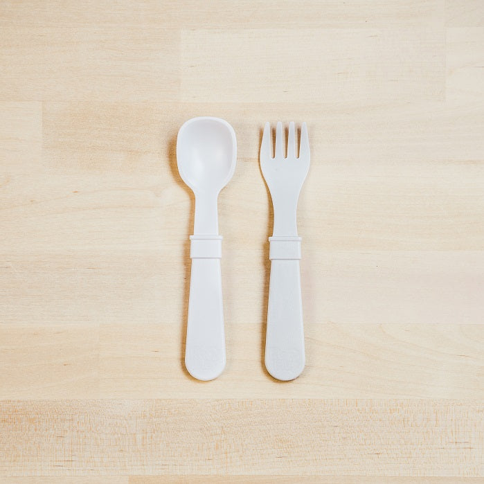 Re Play Fork & Spoon Set - BPA-Free Toddler Utensils for Kids - Durable Plastic Baby Feeding Set for Travel, Daycare & Home Use