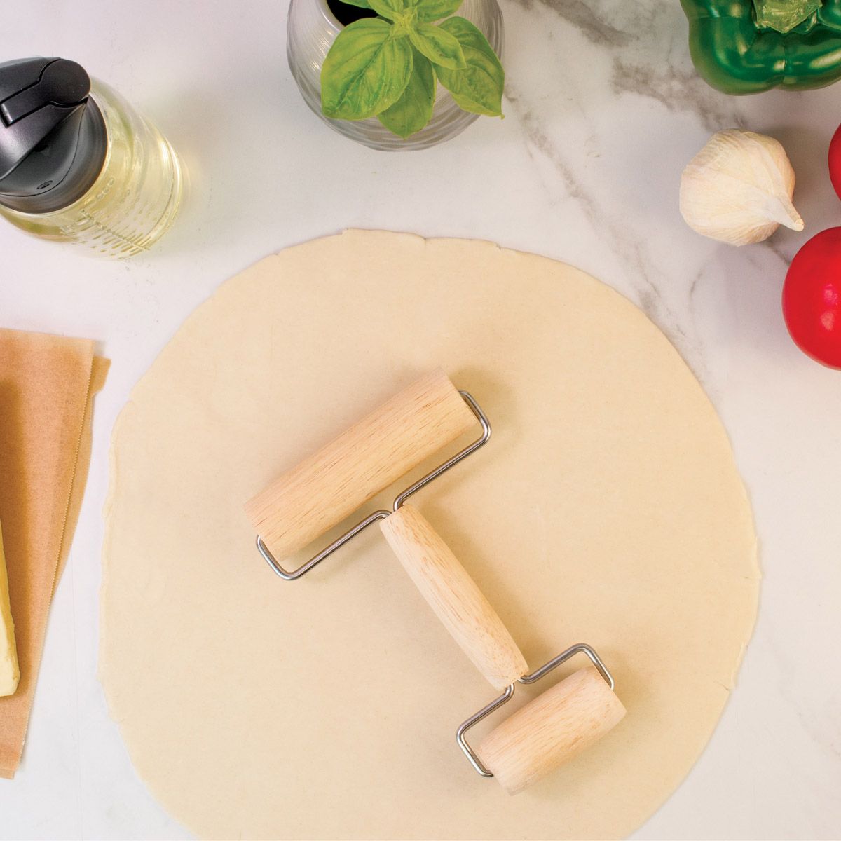 Mrs. Anderson's Baking Double Dough Roller - Premium Stainless Steel Pastry Rolling Pin for Cookies, Pies & Bread - Perfect for Home Bakers & Professional Kitchens