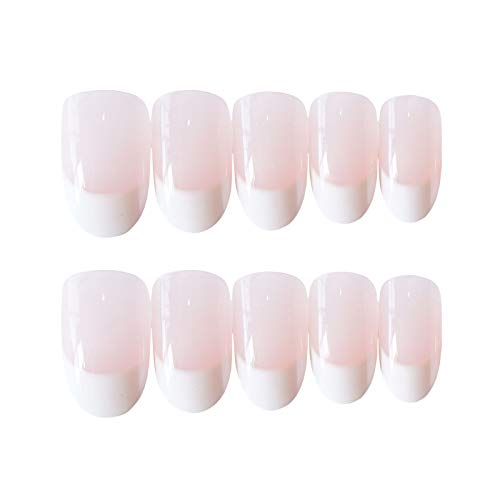 24-Piece French Tip Press On Nails with Glue - Oval Full Cover Fake Nails for Women | Artificial Nails for Daily Wear, Parties & Special Occasions