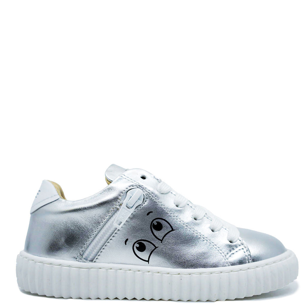Blublonc Silver Eyes Sneakers for Women - Stylish Comfortable Walking Shoes for Casual Outfits & Everyday Wear | Perfect for Running, Gym, and Outdoor Activities