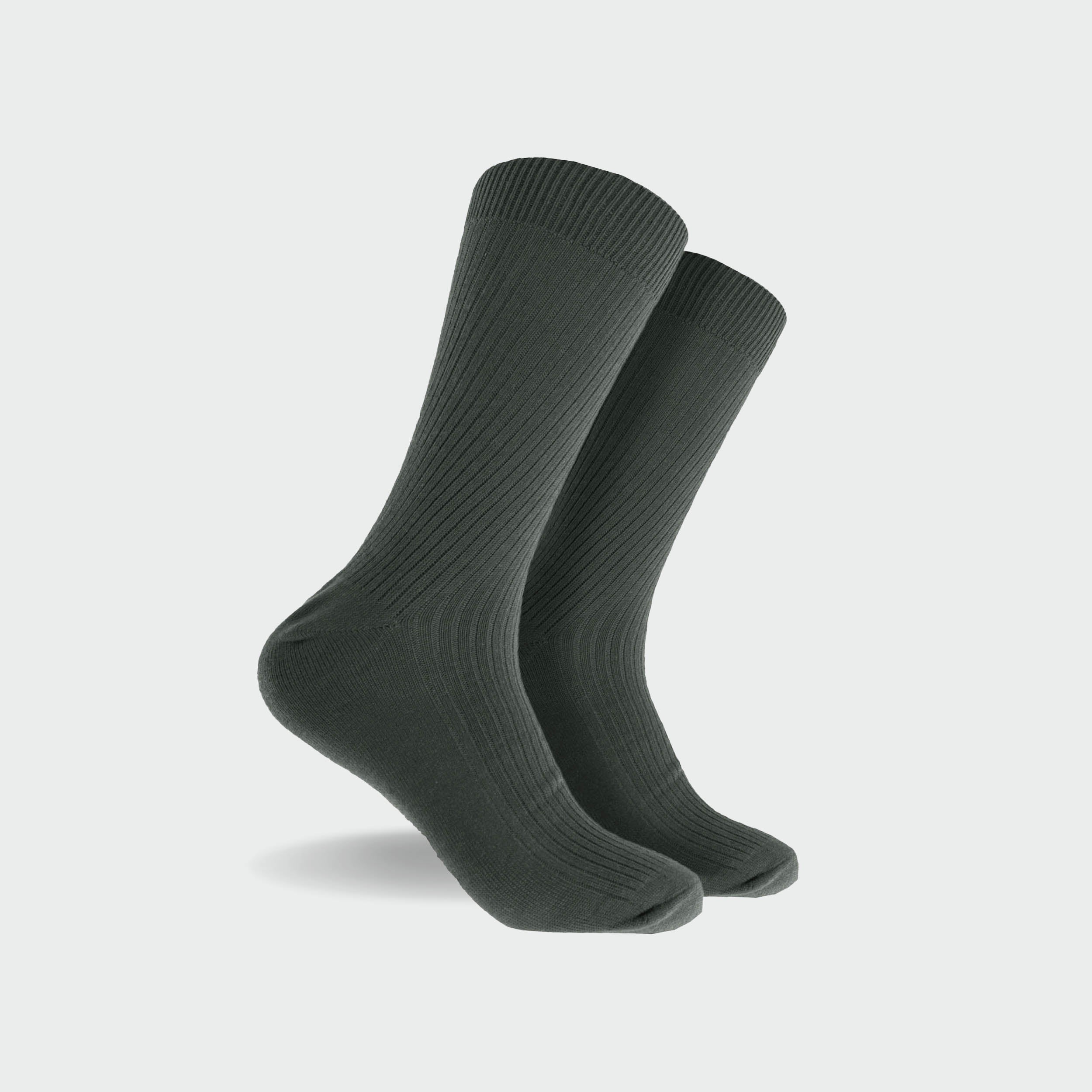 Men's Bamboo Rib Crew Socks - Eco-Friendly Green Cotton Blend Socks for Casual Wear & Outdoor Activities
