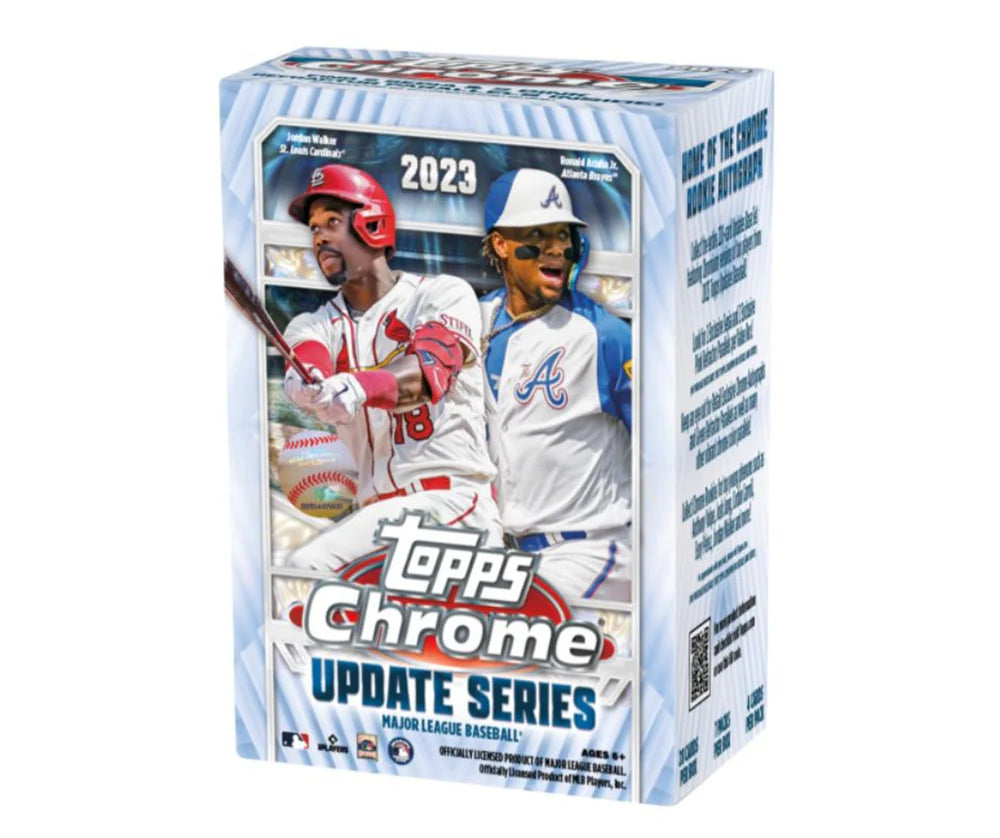 2023 Topps Chrome Update Series Baseball Cards Blaster Box - 72 Cards + 2 Autographs, MLB Trading Cards for Collectors & Fans - Perfect for Gifts, Trading, and Displaying Your Favorite Players