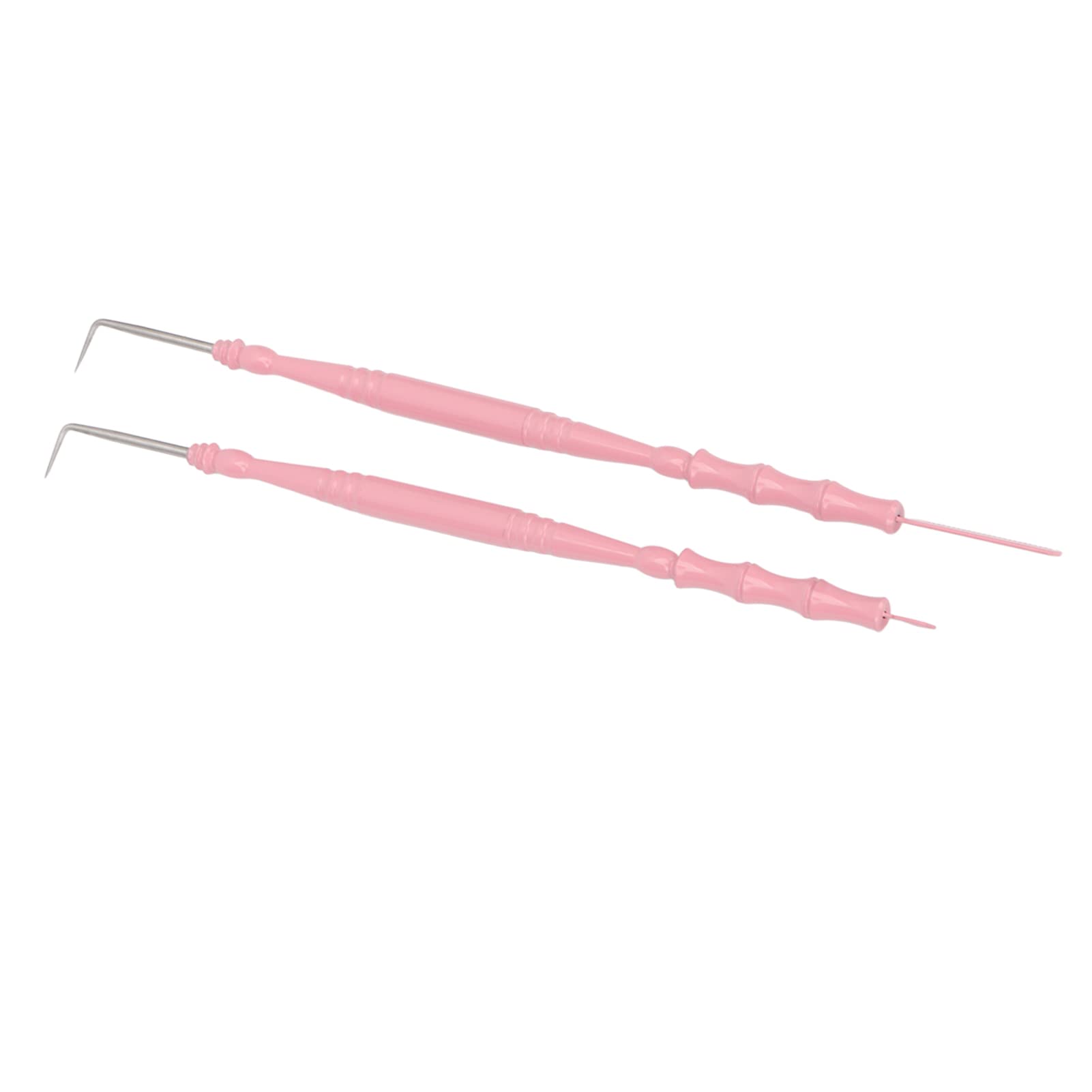 2pcs Stainless Steel Eyelash Perm Tool - Double Head Lash Separator for Eyelash & Eyebrow Perming, Tinting - Metal Lash Bamboo Handle Design (Pink) - Perfect for Salon Professionals & DIY Home Lash Styling