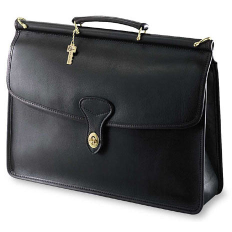 University Slim Dowel Briefcase #2452 - Professional Leather Laptop Bag for Men & Women - Perfect for Business, Office, and Travel Use
