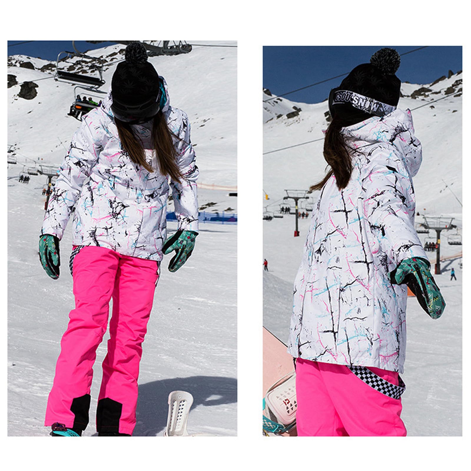 GS SNOWING Women's Ski Jacket & Pants Set - Windproof Waterproof Insulated Snowsuit for Winter Warmth - Perfect for Snowboarding, Skiing & Cold Weather Activities