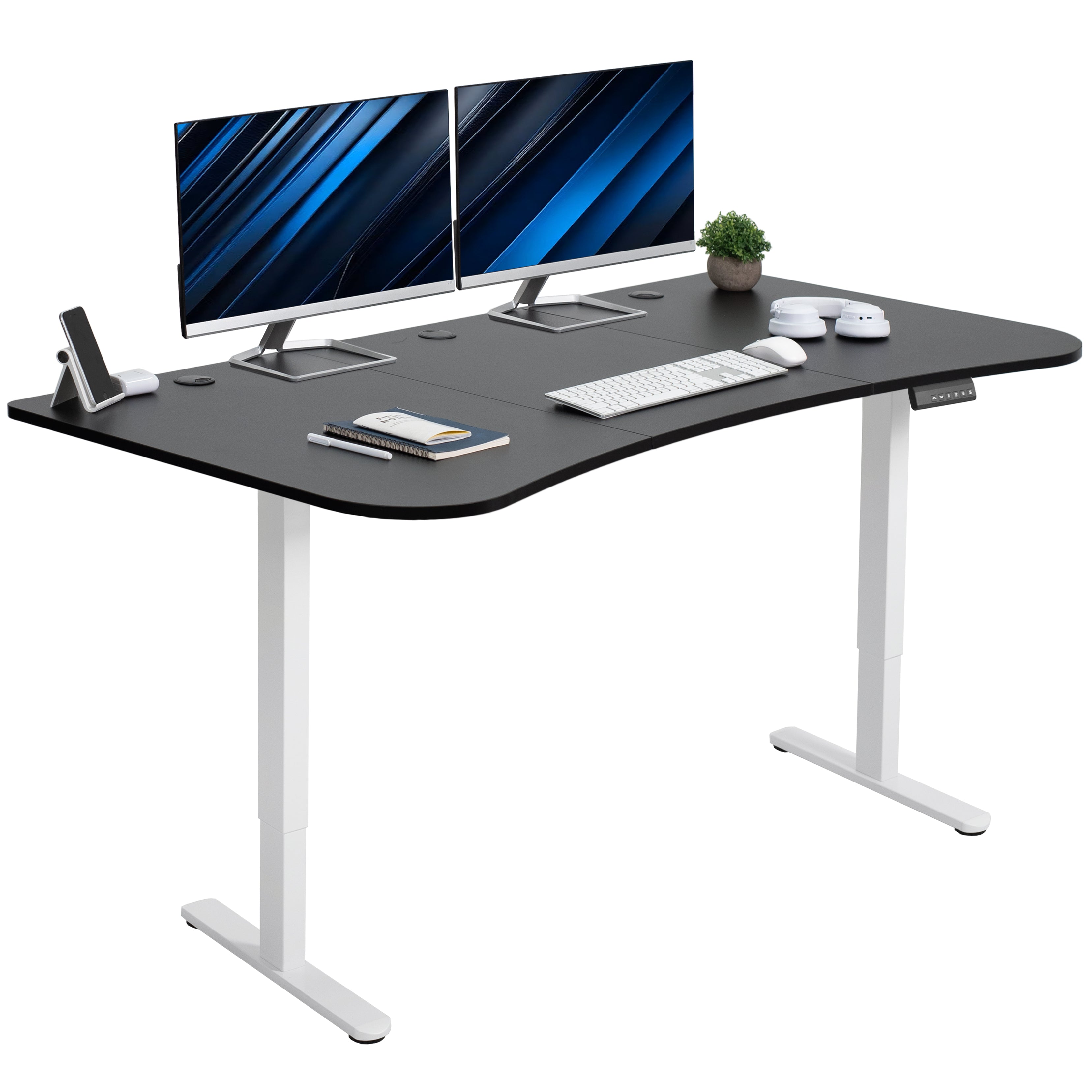 E2 Series 63 x 32 Inch Dual Motor Standing Desk with Memory Controller - Adjustable Height Electric Desk for Home Office, Gaming & Workstation Setup