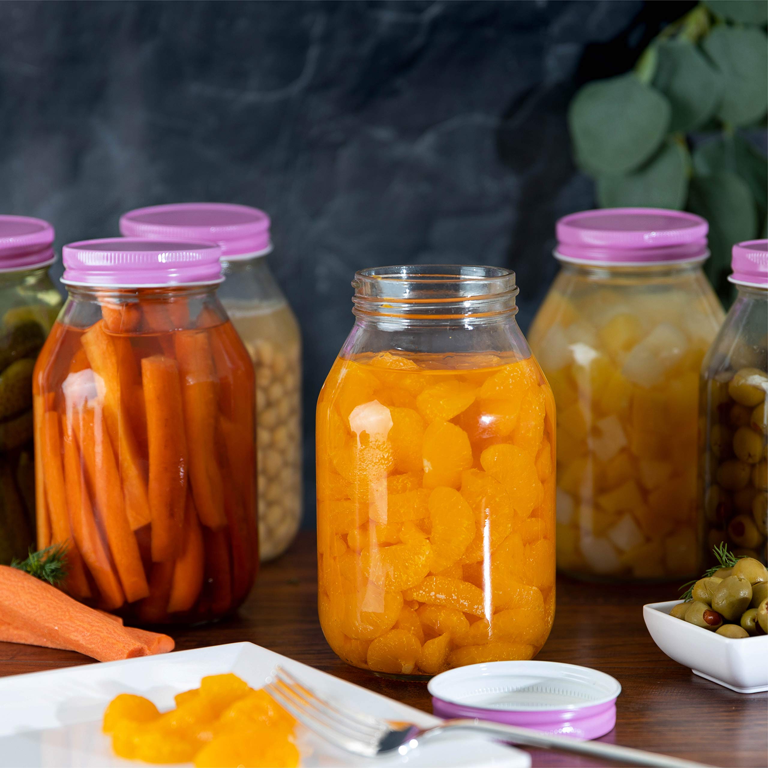 12 Pack 32oz Regular Mouth Glass Mason Jars with Airtight Lids - Perfect for Pickling, Canning, Fermenting, Food Storage | Ideal for Jams, Sauces, Kombucha, Kefir, Fruits & Preserves | Great for Home Kitchen, DIY Projects & Pantry Organization