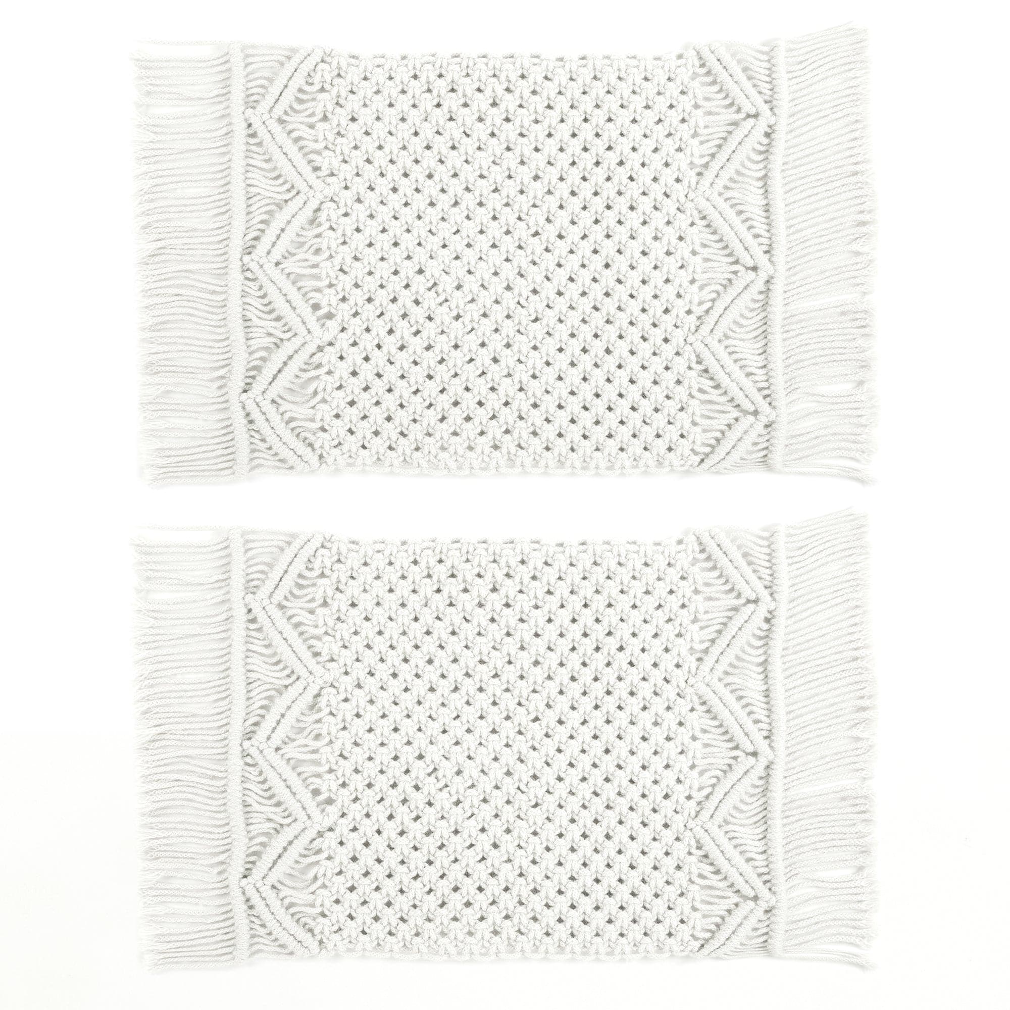 Boho Macrame Placemats Set of 2 - Handwoven Cotton Table Mats for Dining, Kitchen, Patio - Waterproof & Durable Indoor/Outdoor Decor for Home, Party, Wedding