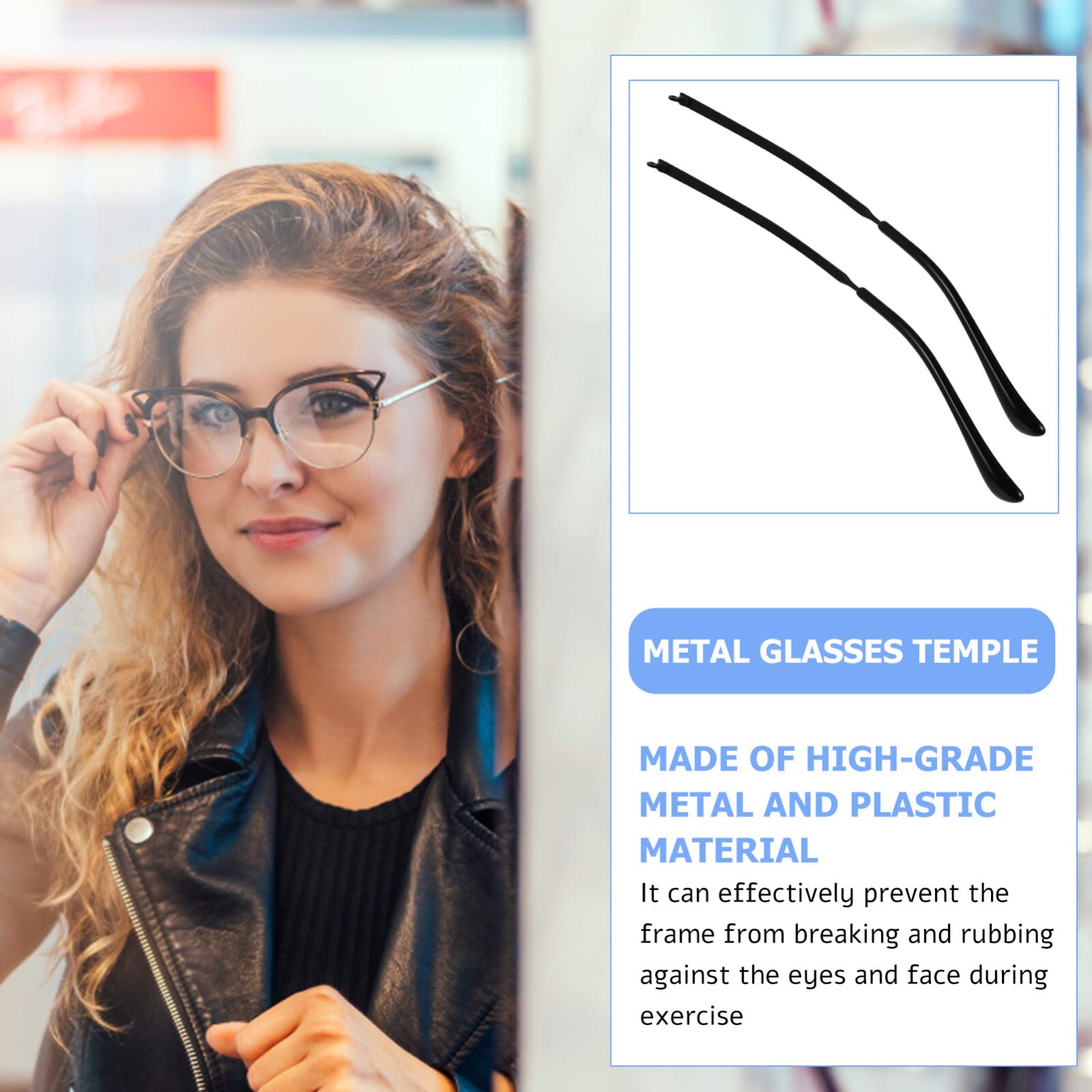 Holibanna Metal Glasses Arm Replacement - Sunglasses Frame Temples Repair Parts (Black) | Durable Eyeglass Accessories for Men & Women | Perfect for Broken Glasses Repair & DIY Projects