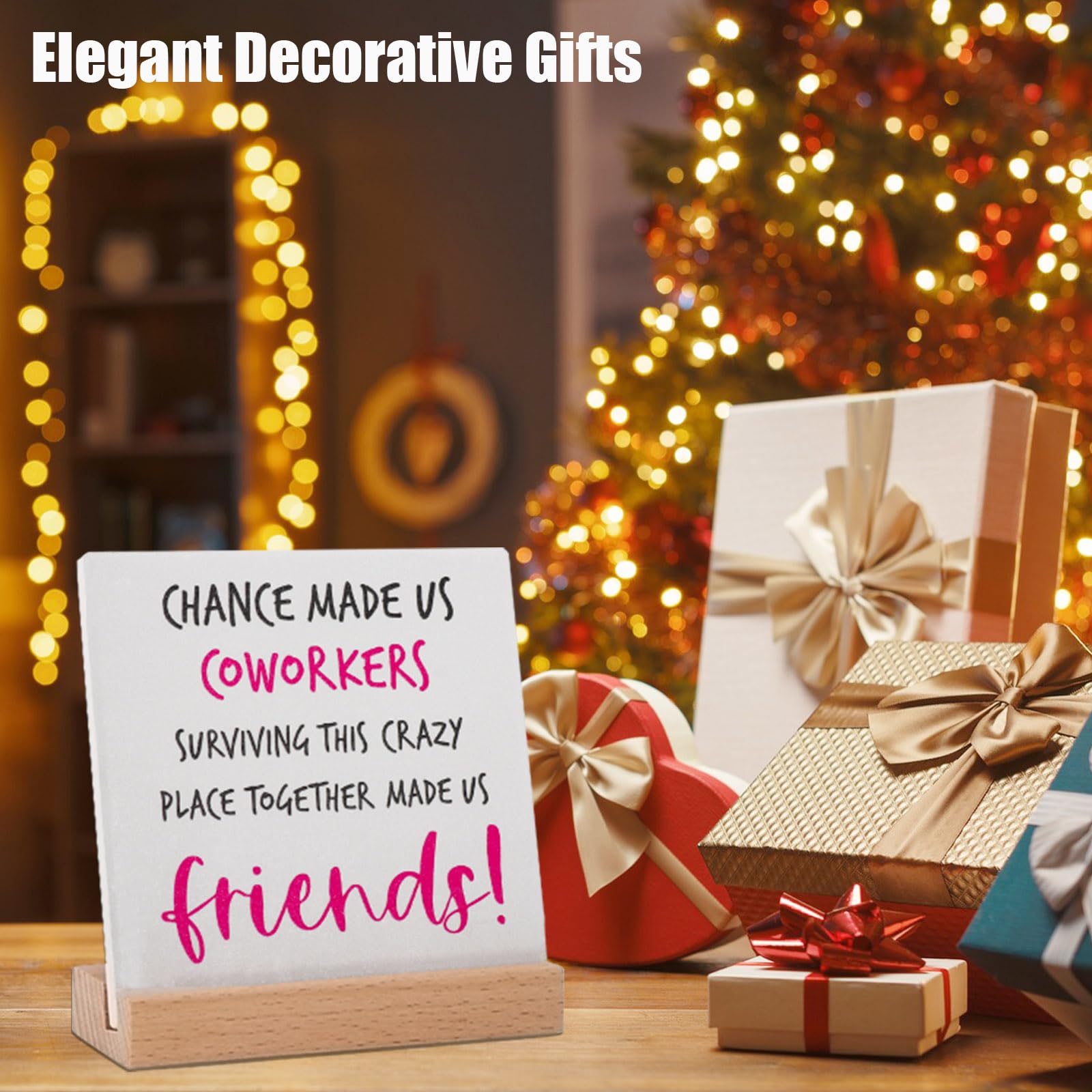 Lodeskee Coworker Leaving Gift for Women - Thoughtful Birthday & Farewell Present for Female Colleagues - Black & Red Desk Decor Sign - Perfect for Office Goodbye Parties & Work Anniversaries