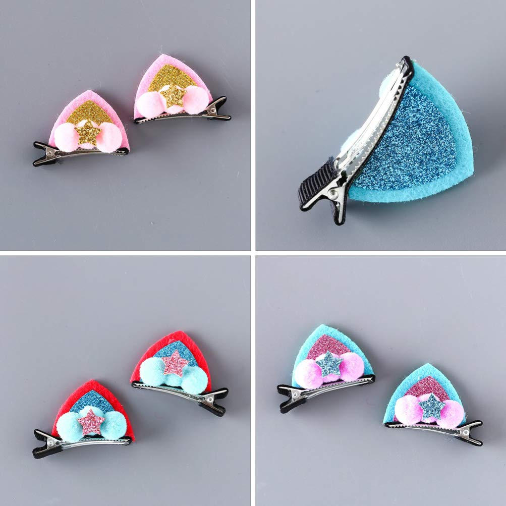 NUOBESTY 16pcs Cat Ear Hair Clips - Cute Animal Cosplay Hair Accessories for Kids & Girls, Fabric Cat Ears Barrettes for Halloween Costume, Dress Up Parties & Daily Wear