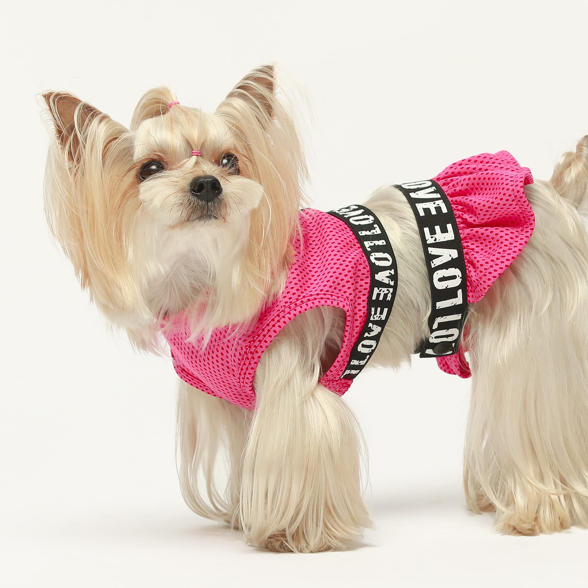Fitwarm 2-Piece Dog Dress for Small Dogs & Cats - Lightweight Pet Apparel in Rose Pink for Daily Walks & Playtime