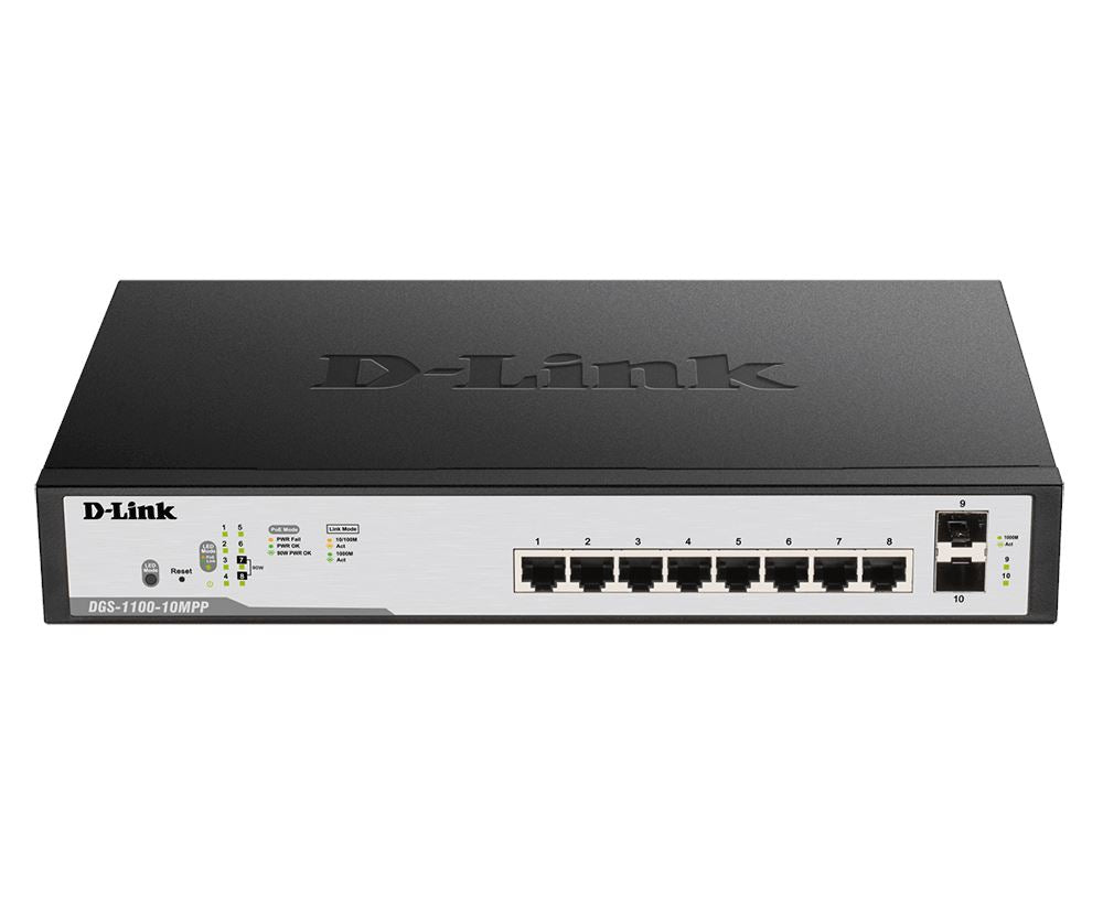 D-Link DGS-1100-10MPP 10-Port Gigabit PoE++ Smart Managed Switch - Network Solution for Office, Home & Small Business (Pre-Order)