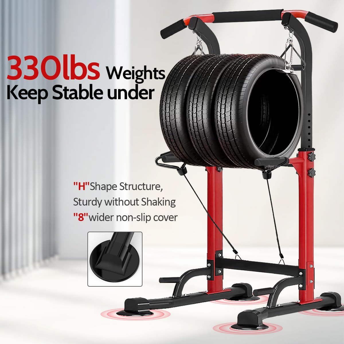 Adjustable Power Tower Pull Up Bar Dip Stand - Multifunctional Home Gym Equipment for Strength Training | Easy Assembly & Durable Design | Perfect for Home Workouts, Calisthenics & Fitness Training