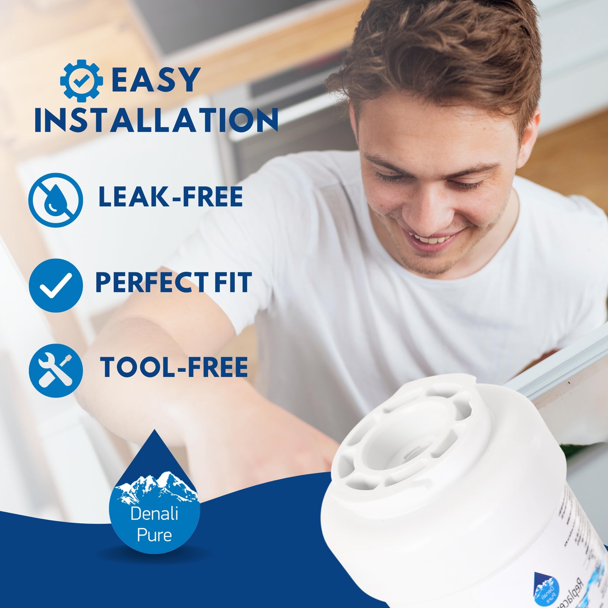 GE GSHF3KGXCCBB Refrigerator Water Filter Replacement - Compatible with MWF & MWFP Fridge Filters | Pure Drinking Water for Home & Office Use