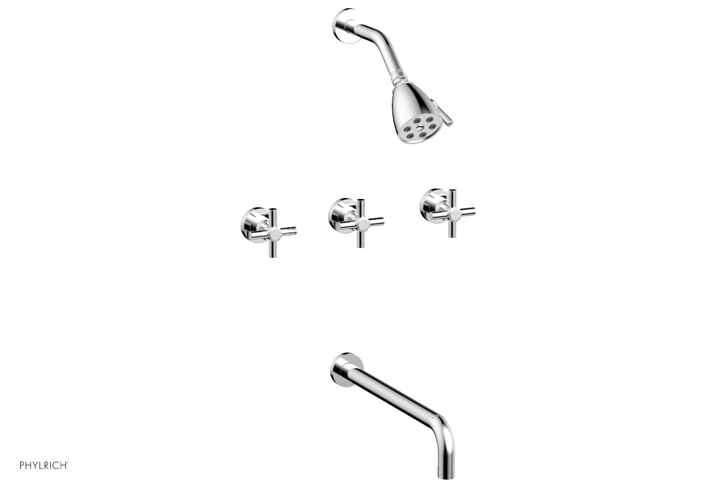 BASIC Three Handle Tub and Shower Faucet Set with 14