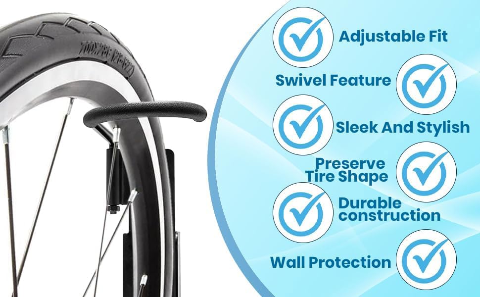 Baisikou 4-Pack Swivel Bike Rack Wall Mount - Heavy Duty Garage Bike Storage for Mountain, Road & Kids Bicycles - Space Saving Bike Organizer for Home, Garage or Apartment Cycling Storage Solutions