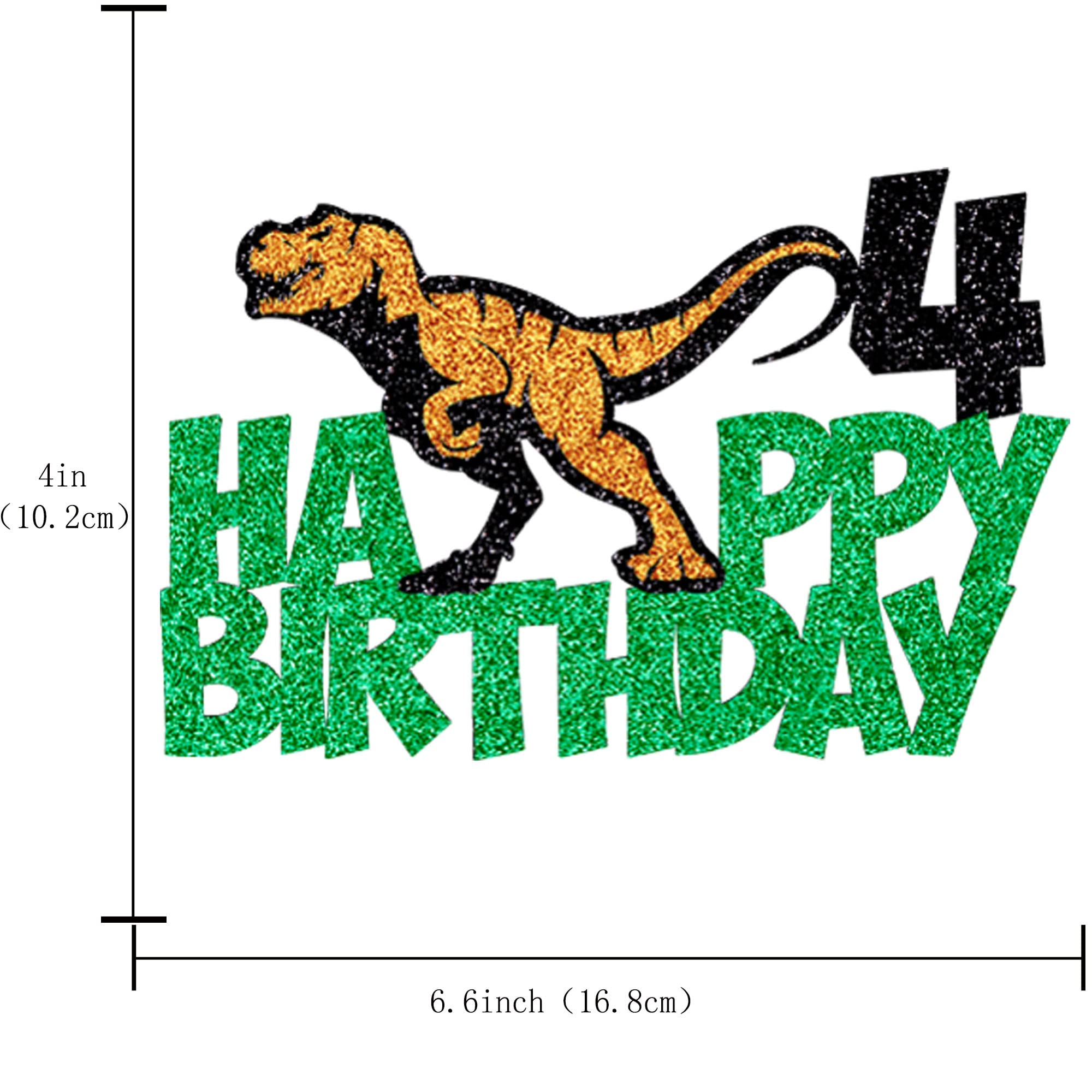 Dinosaur Cake Topper for 4th Birthday Party - Tyrannosaurus Rex Happy Birthday Cake Decoration with Plug-in Design - Perfect for Kids' Birthday Parties, Themed Celebrations, and Cake Decorating