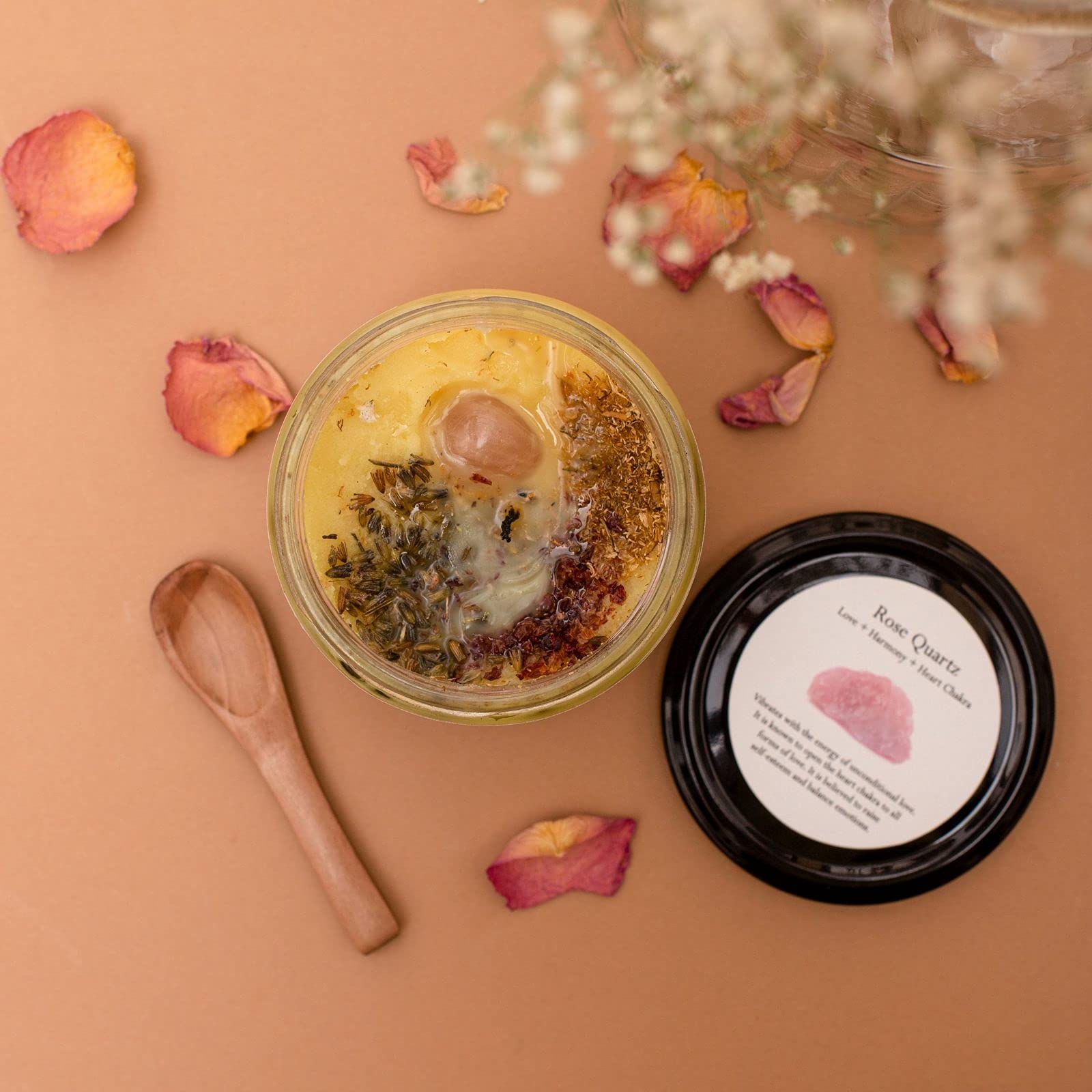 Faith & Patience Crystal Infused Body Butter Candle - Organic Skincare & Aromatherapy for Relaxation, Self-Care & Spiritual Healing