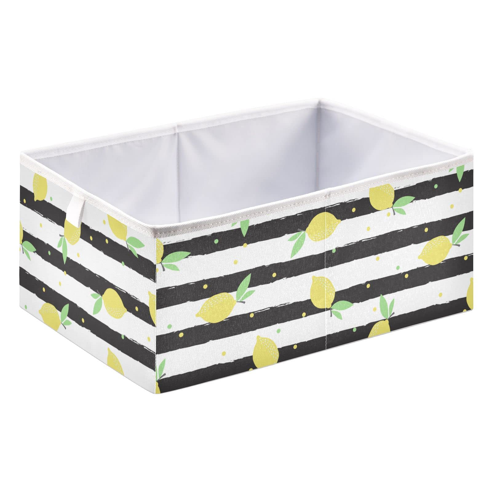 DOMIKING Foldable Storage Bin with Sturdy Handle - Lemons Design Storage Basket for Closet, Shelves & Bedroom Organization | Perfect for Gift Wrapping, Home Decor & Seasonal Storage