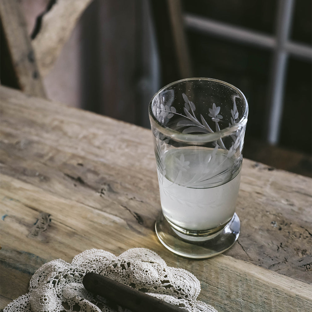 Elegant Hand-Etched Floral Glassware Set - Tall Footed Drinking Glasses for Wine, Cocktails & Special Occasions - Perfect for Weddings, Parties & Home Decor