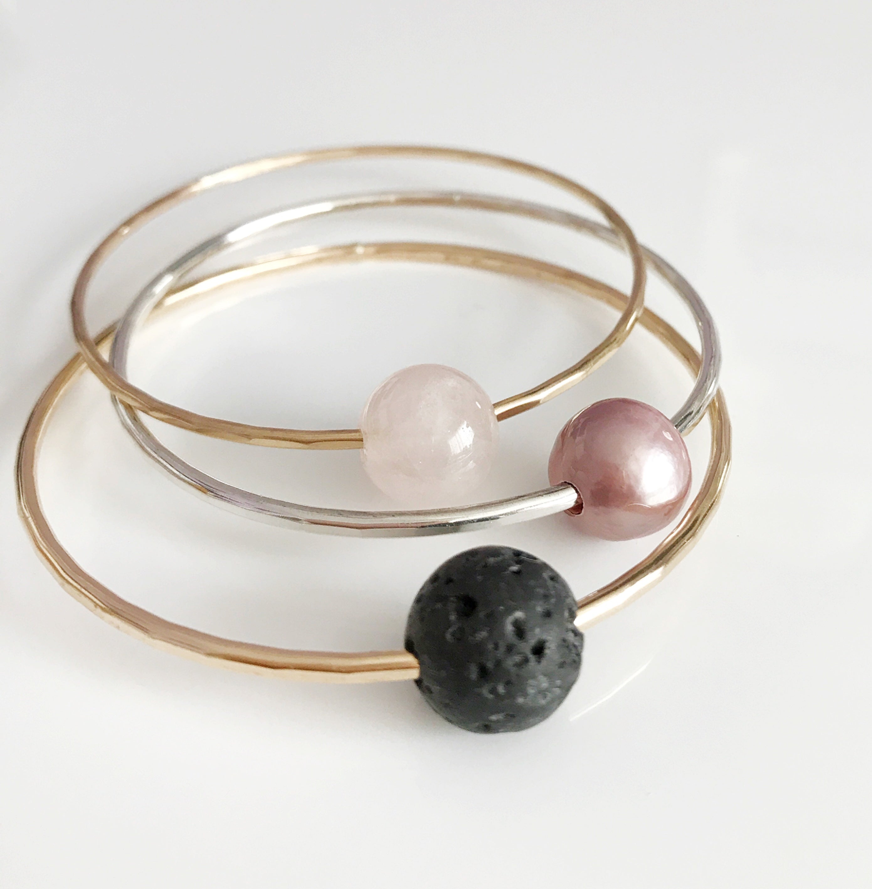 Lavender Pearl Bangle Bracelet - MIKA B345 | Elegant Handmade Jewelry for Women, Perfect for Weddings, Parties & Special Occasions