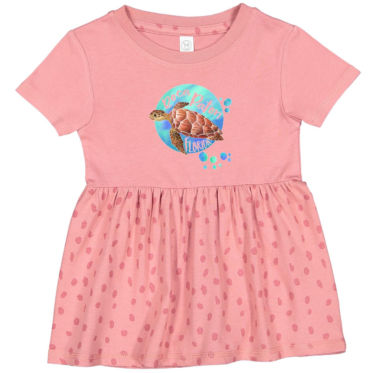 Inktastic Boca Raton Florida Sea Turtle with Bubbles Baby Girl Dress - Cute Swimwear for Beach Vacation & Summer Outfits