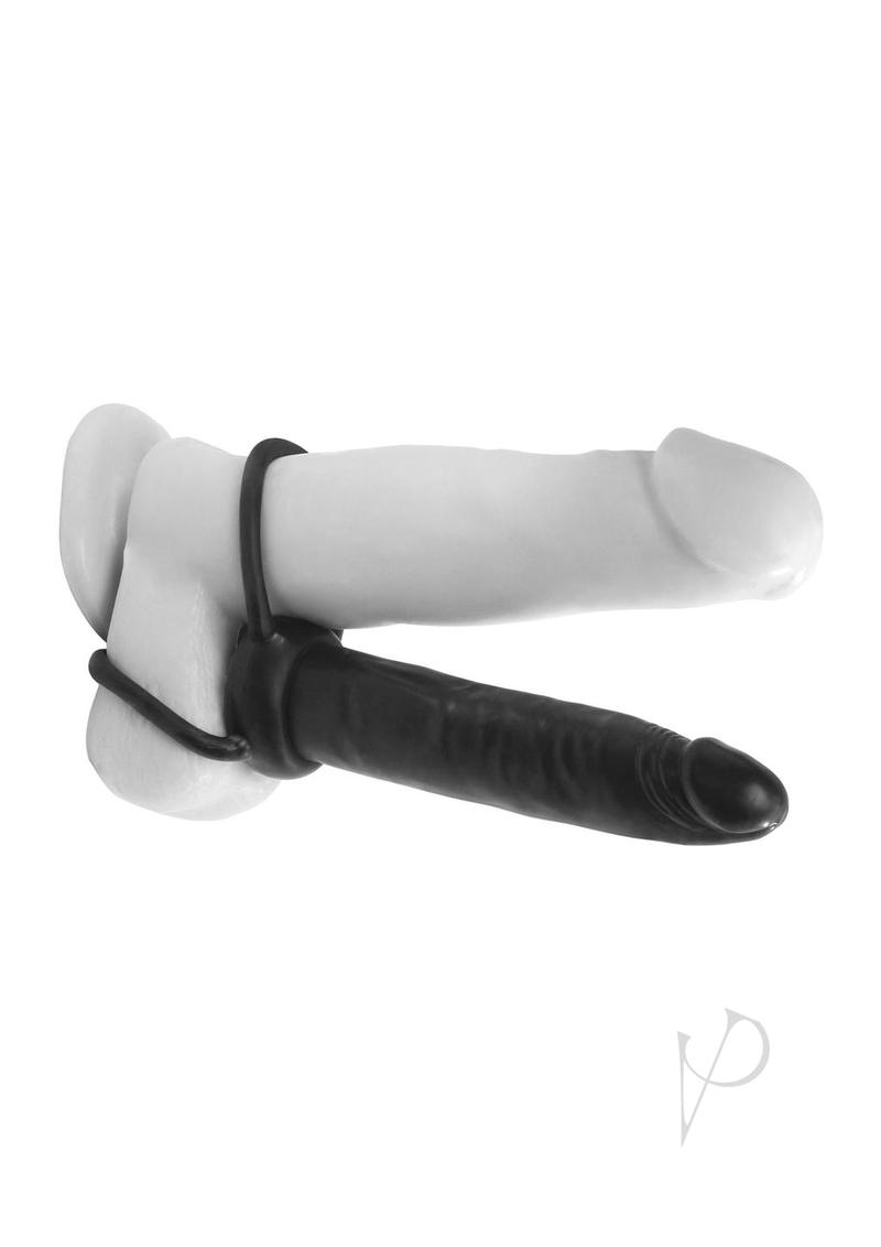 Anal Fantasy Double Trouble Strap-On Cock Ring - 5.3 Inch Black Pleasure Ring for Couples Play & BDSM Exploration - Perfect for Roleplay, Spicing Up Relationships & Adventurous Intimate Moments