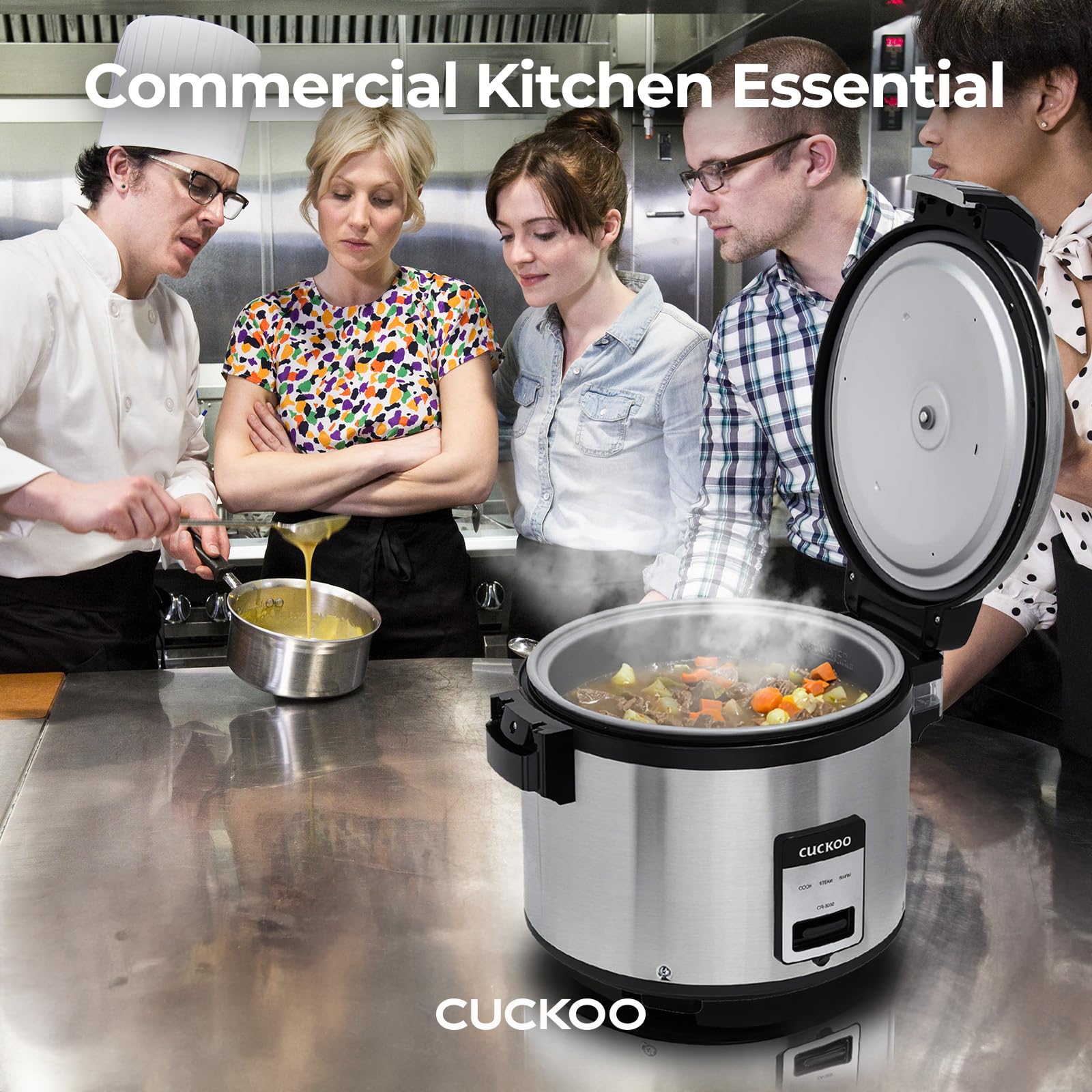 CUCKOO CR-3032 30-Cup Uncooked / 60-Cup Cooked Large Capacity Commercial Rice Cooker & Food Warmer with Nonstick Inner Pot, Switch Press (Silver/Black) - Perfect for Restaurants, Catering & Large Family Gatherings