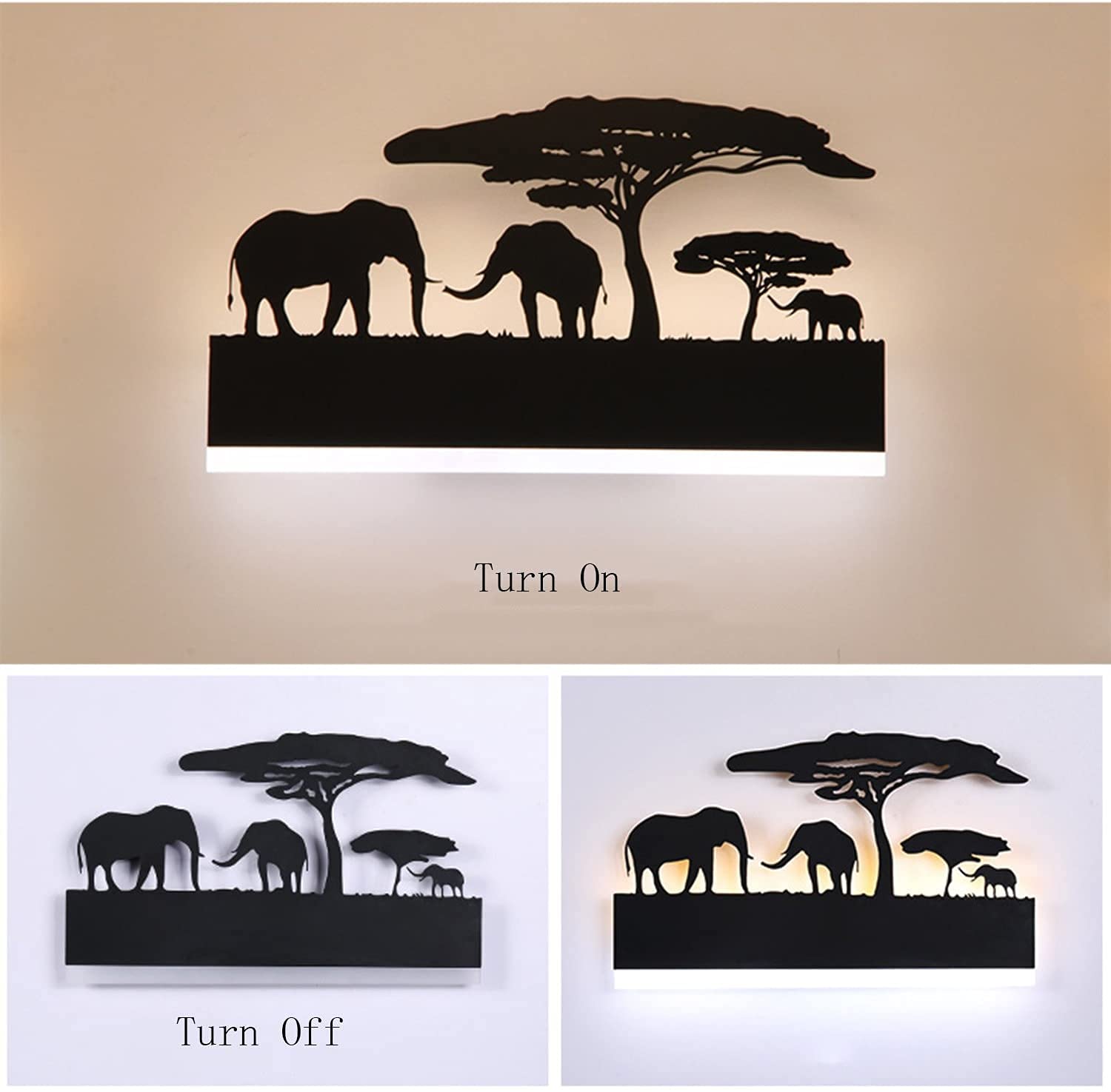 12W LED Wall Sconce Lamp - Rustic Up Down Wall Light with Elephant Design for Farmhouse, Living Room, Bedroom, Cabinet & Porch | Indoor Wall Mounted Lighting for Cozy Ambiance