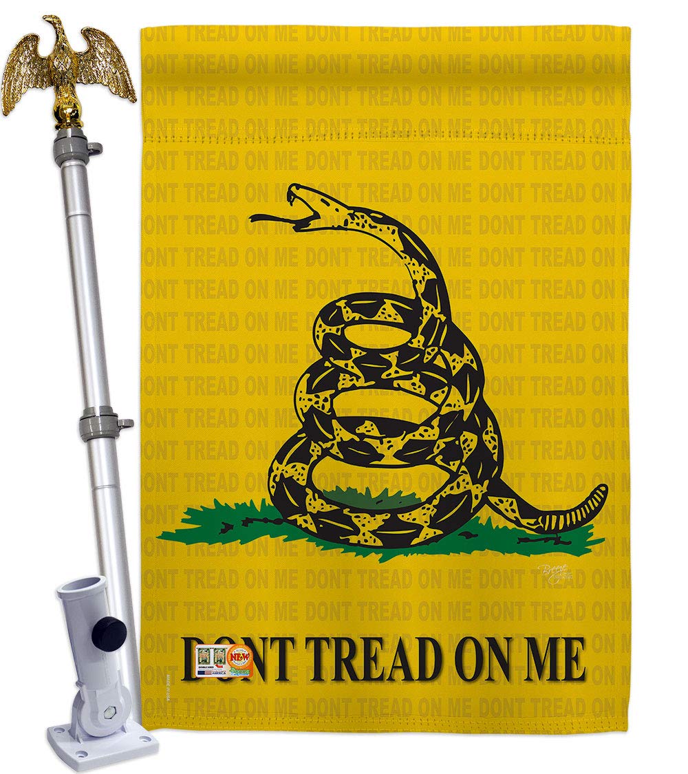 Breeze Decor Gadsden Americana House Flag Set 28x40 - Patriotic Outdoor Decor