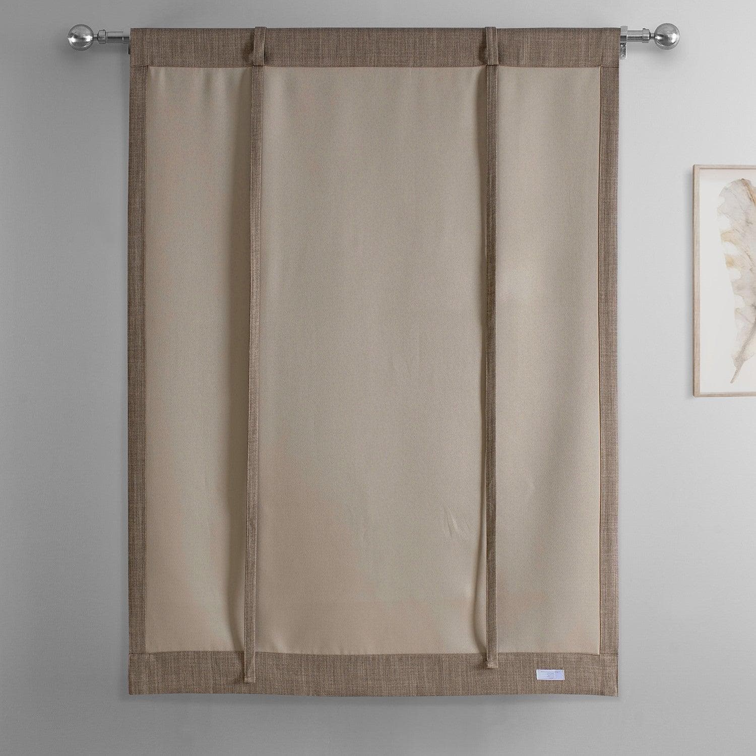 Premium Dutch Cocoa Textured Faux Linen Blackout Curtains - Room Darkening Window Shades with Tie-Up Design for Bedroom, Living Room & Nursery (Set of 2)