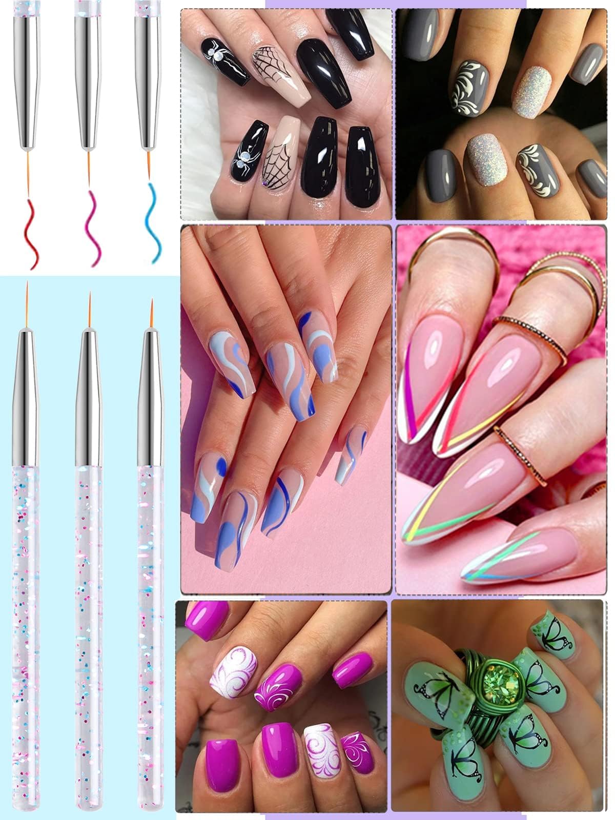 EBANKU 33pcs Acrylic Nail Brush Set - Professional UV Gel Nail Art Brushes Kit with Builder Brush, 3D Dotting Tools & Liner Painting Pens - Perfect for Nail Salon & Home DIY Manicure - Great for Nail Extensions, Gel Polish & Creative Nail Art Designs