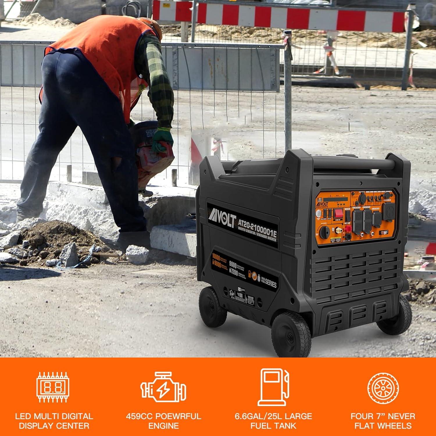 Aivolt 8000W/10000W Dual Fuel Inverter Generator with 50 Amp Output & Remote Electric Start - Portable Power for Camping, RV Trips & Home Backup