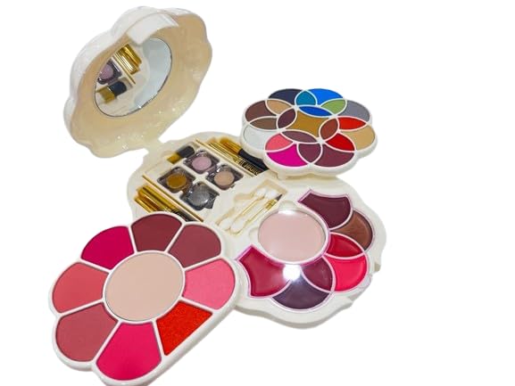Justgold Professional All-In-One Makeup Palette Kit - 21 Pigment Eyeshadows, Blush, Powder, Lip Gloss, Foundation, Mascara, Eyeliner & Lip Pencils | Complete Cosmetic Set for Makeup Artists & Beginners | Perfect for Weddings, Parties & Everyday Glam