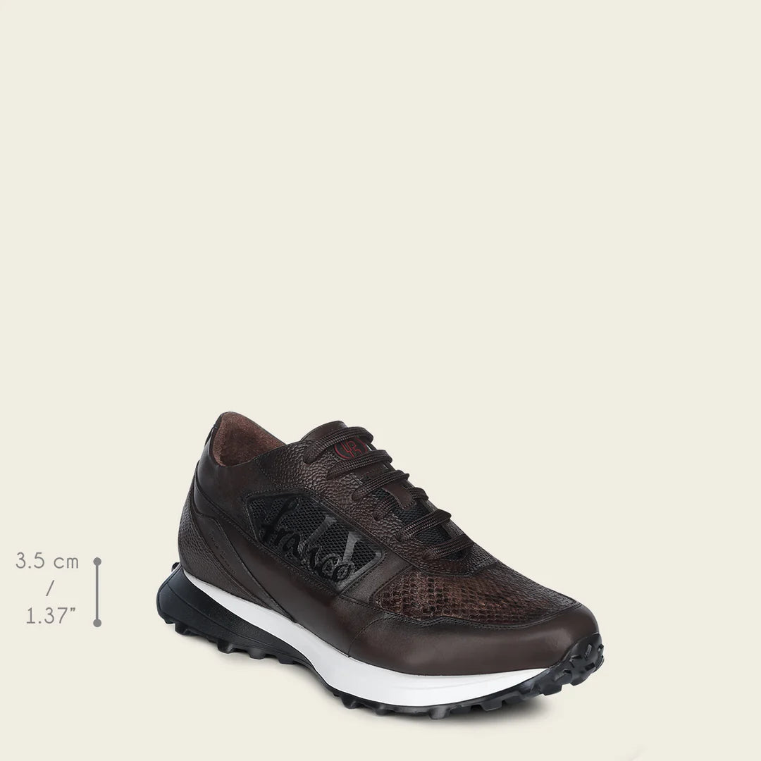 **Men's Cuadra Chocolate Casual Fashion Python Skin Sneakers - Stylish & Comfortable for Everyday Wear, Outings & Casual Events**