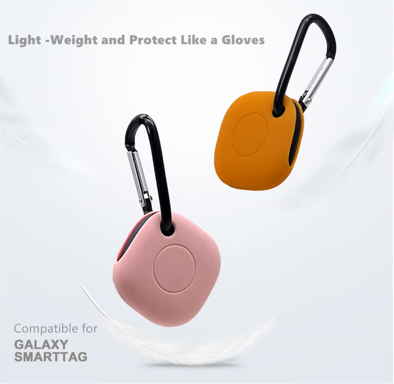 (2 Pack) Samsung Galaxy SmartTag/SmartTag+ Protective Cases - Soft Skin Rubber Cover, Anti-Scratch & Lightweight - Lavender & Pink | Perfect for Keychains, Luggage Tracking & Pet Collars