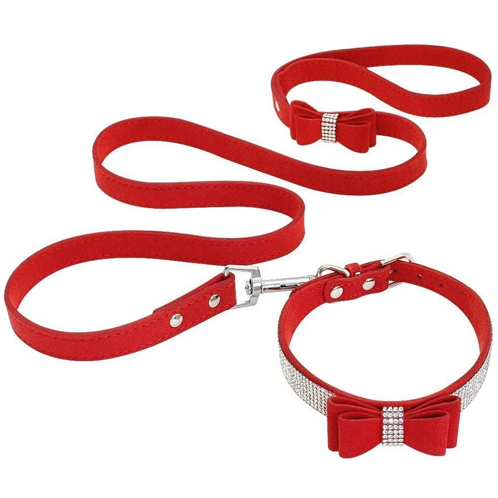 Sparkling Rhinestone Dog Collar & Leash Set with Crystal Diamonds - Elegant Pet Collar Harness for Small & Medium Dogs - Perfect for Parties, Weddings & Special Occasions