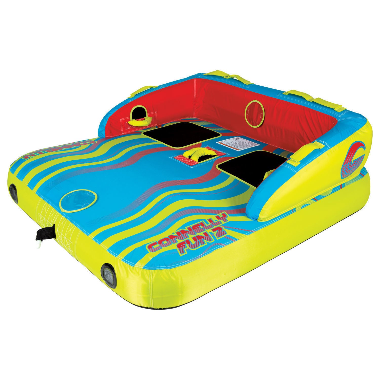 Connelly Fun 2 Person Towable Tube for Water Sports - Inflatable 2 Rider Tow Tube for Boating, Lake & Ocean Fun (Perfect for Family & Friends)