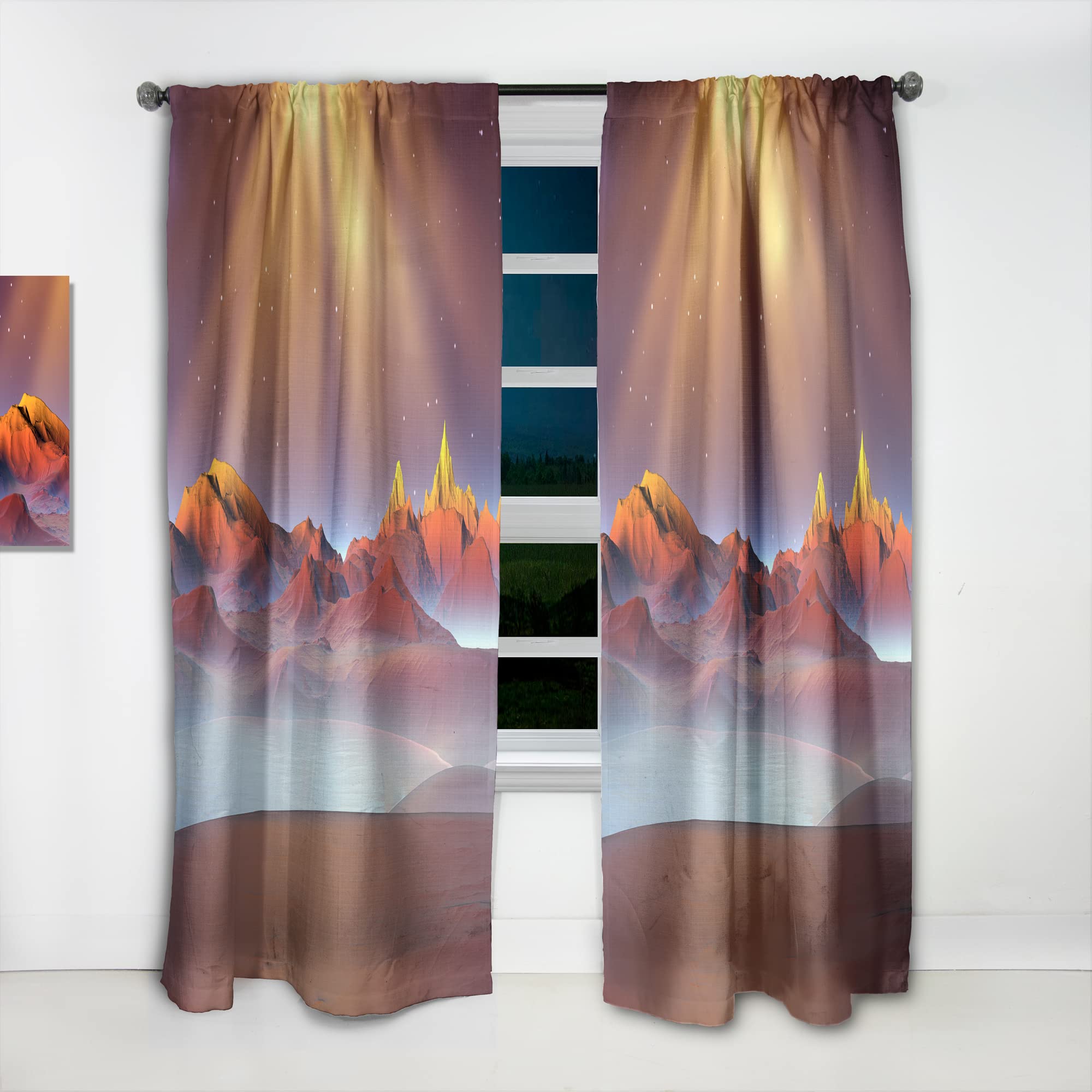 DesignQ 'Alien Landscape at Sunset' Thermal Insulated Curtain Panel - 52x108 Inches - Blackout Drapes for Bedroom & Living Room - Perfect for Home Theater, Nursery & Energy Efficiency
