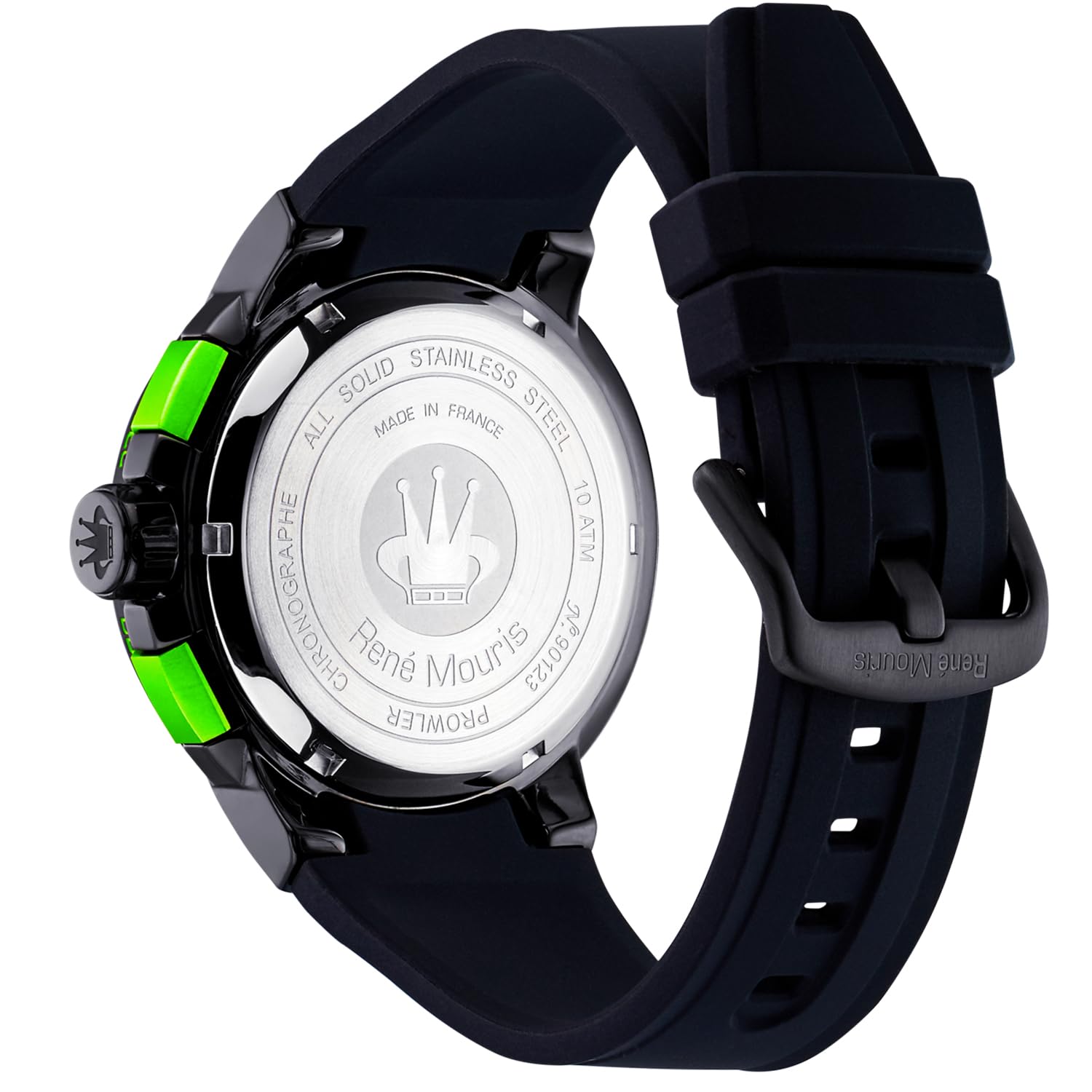 René Mouris Prowler Chronograph Men's Watch - 47MM 316L Stainless Steel Sport Watch with Sapphire Coated Crystal - 100M Waterproof & Silicone Strap - Perfect for Diving, Swimming & Outdoor Activities